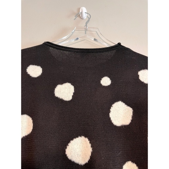 Bela NYC Black White Polka Dot Merino Wool Blend Sweater Size Small - Picture 4 of 15